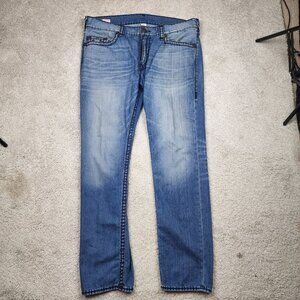 True Religion Jeans Men 40x33 Rocco Relaxed Slim Flap Pockets Denim Pants blue